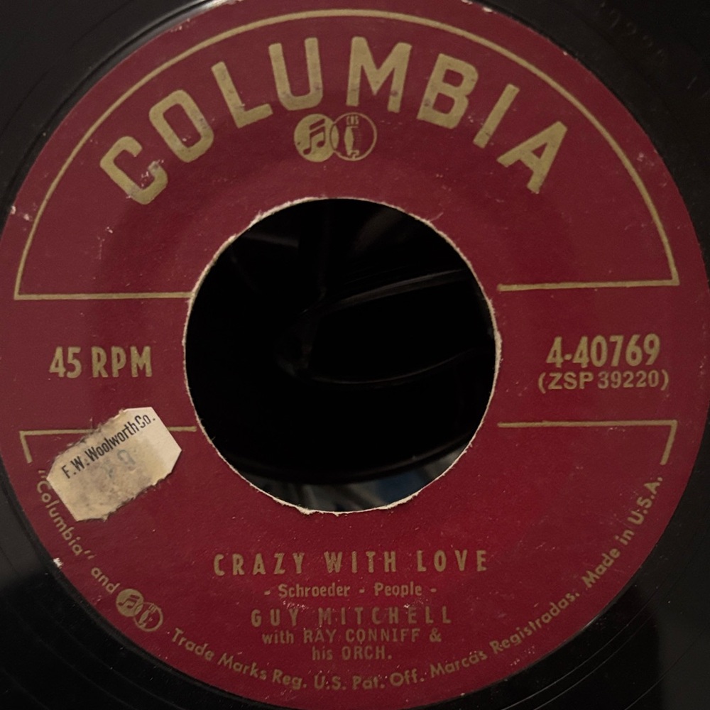 Columbia Records 45 RPM - Guy Mitchell - Crazy With Love
